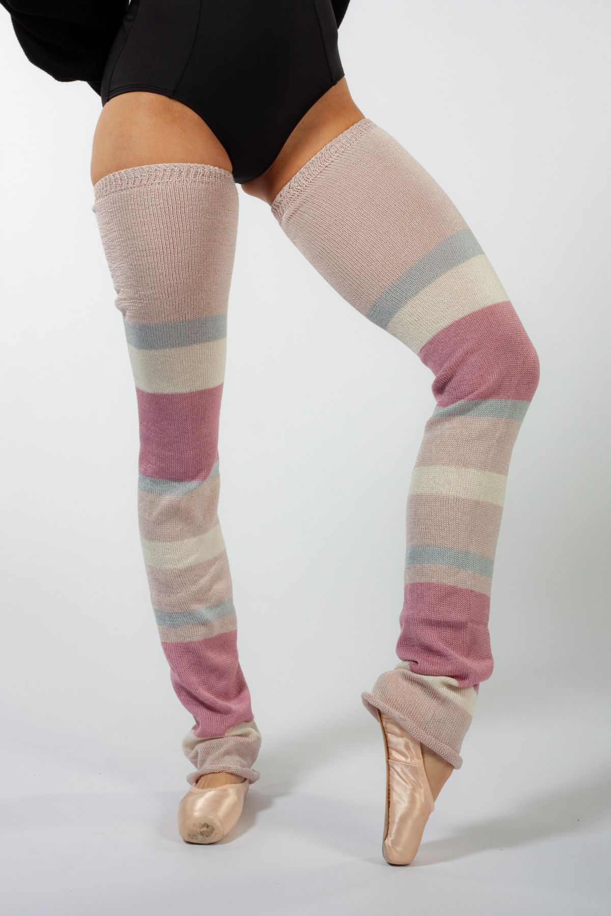 2048 Intermezzo pink striped knit leggings