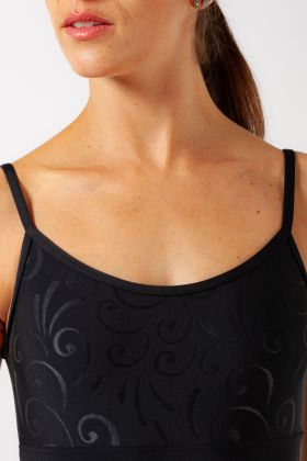 Kalima Wear Moi ornamental patterned thin strap leotard
