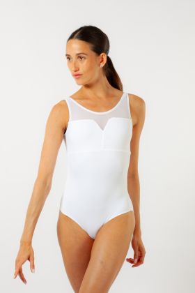 Alva Wear Moi white leotard with wide straps