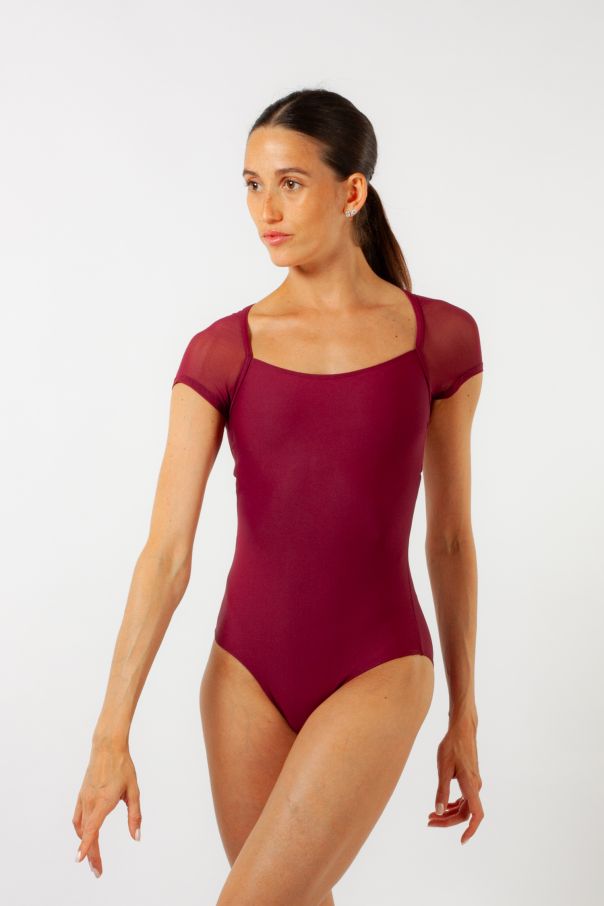 Justaucorps manches courtes tulle Dua Wear Moi burgundy
