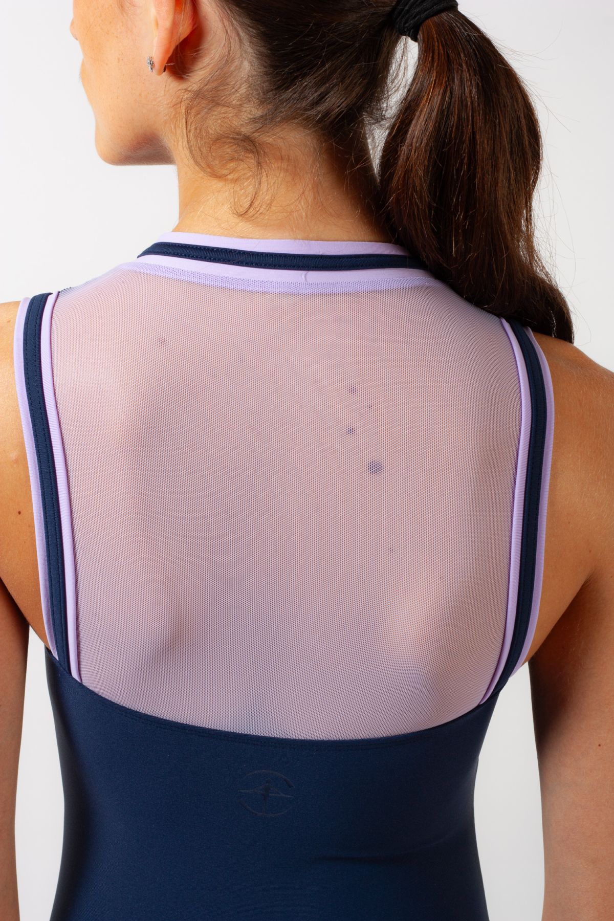 Aveline Wear Moi sleeveless leotard in navy/lilac