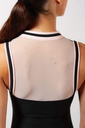 Aveline Wear Moi sleeveless leotard in black/pink