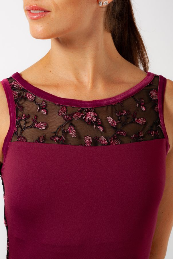 Justaucorps à fleurs F12401W Capezio bordeaux