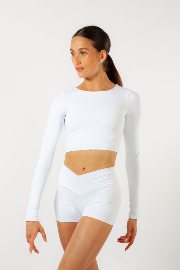 Long-sleeved crop top 6656 Intermezzo white