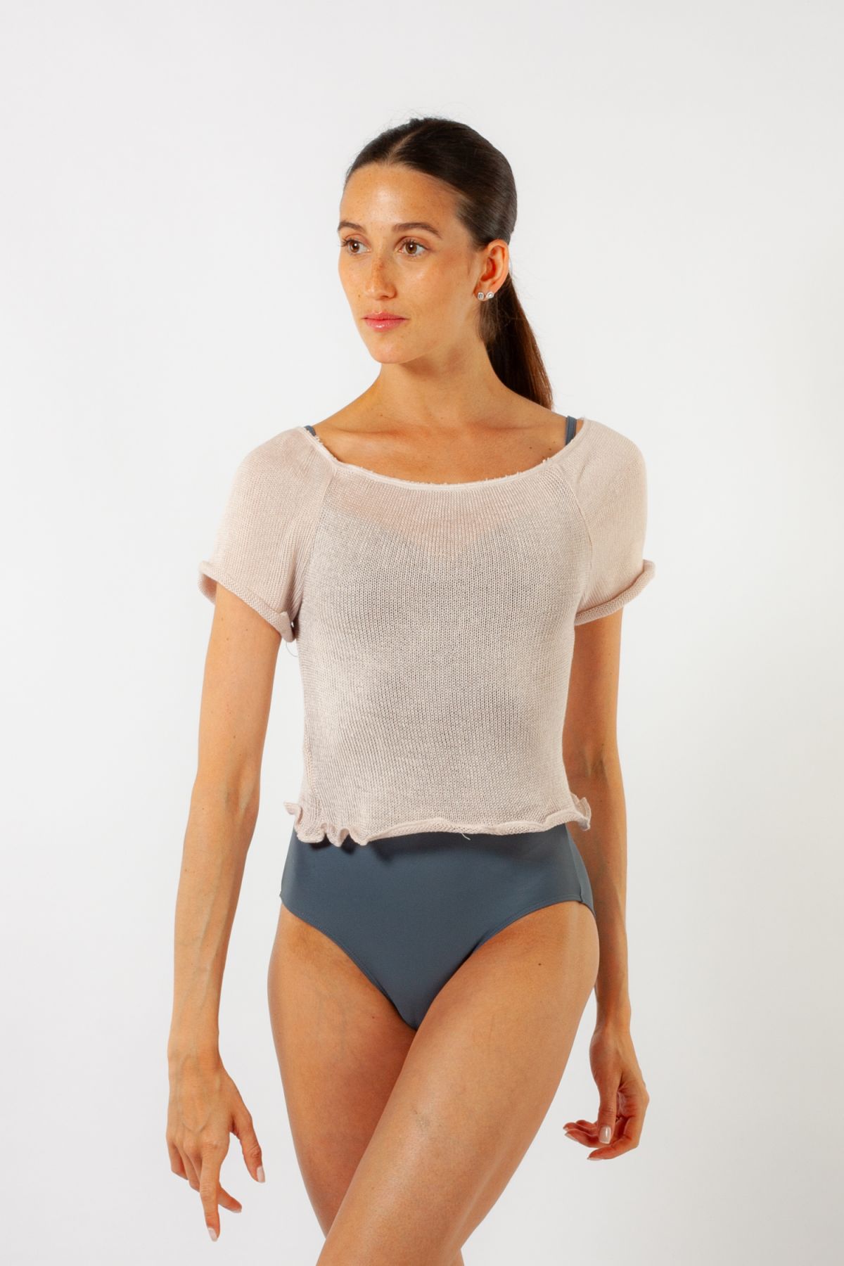 6672 Intermezzo pink short-sleeved jumper