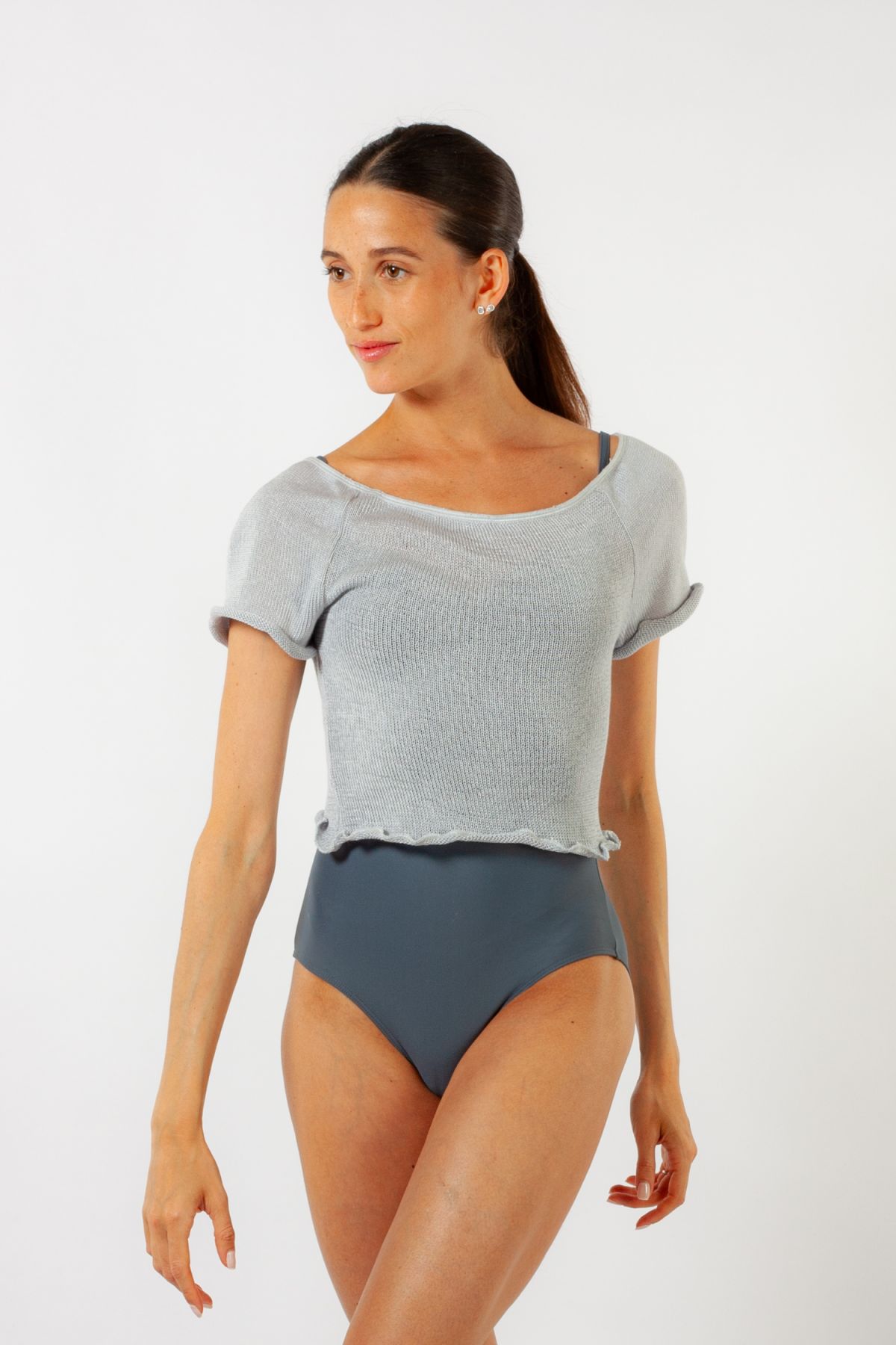Pull manches courtes 6672 Intermezzo gris