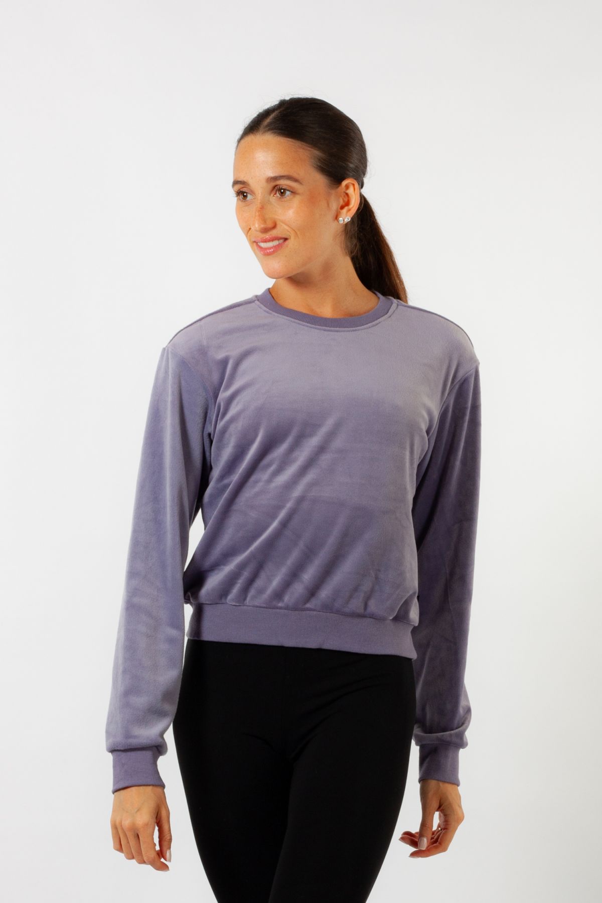 Bloch Z30015 lavender velour round neck jumper