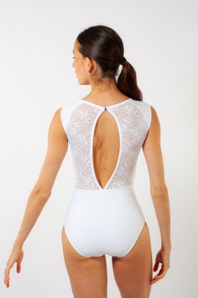 Ballet Rosa white lace women leotard