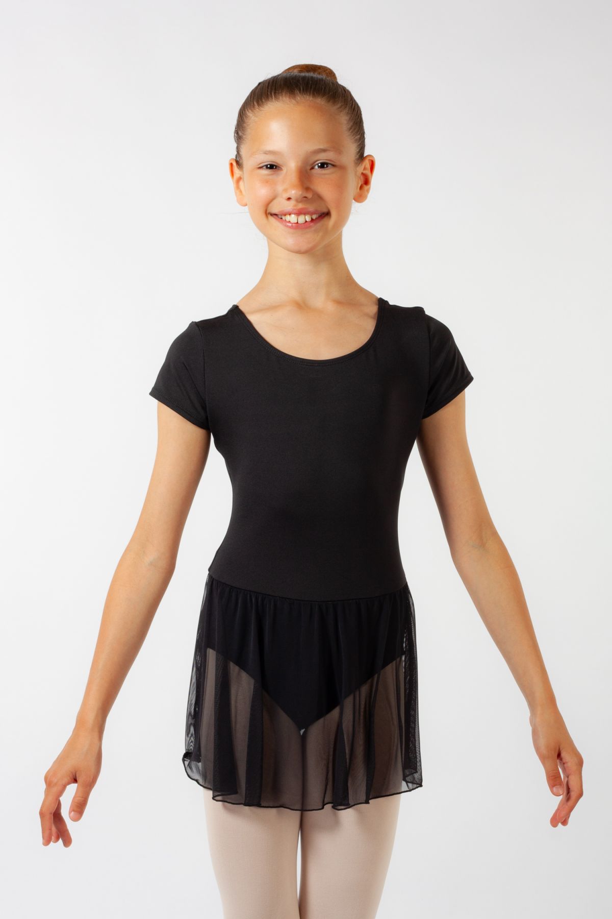 Capezio ES3008C black short-sleeved tunic for girls