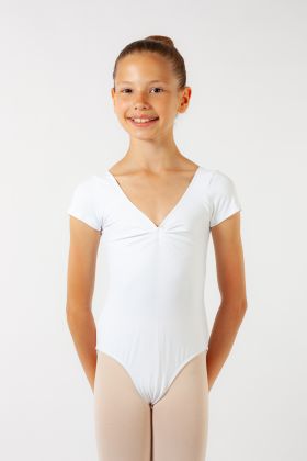 Candide Wear Moi White Girls' Short-Sleeve Leotard