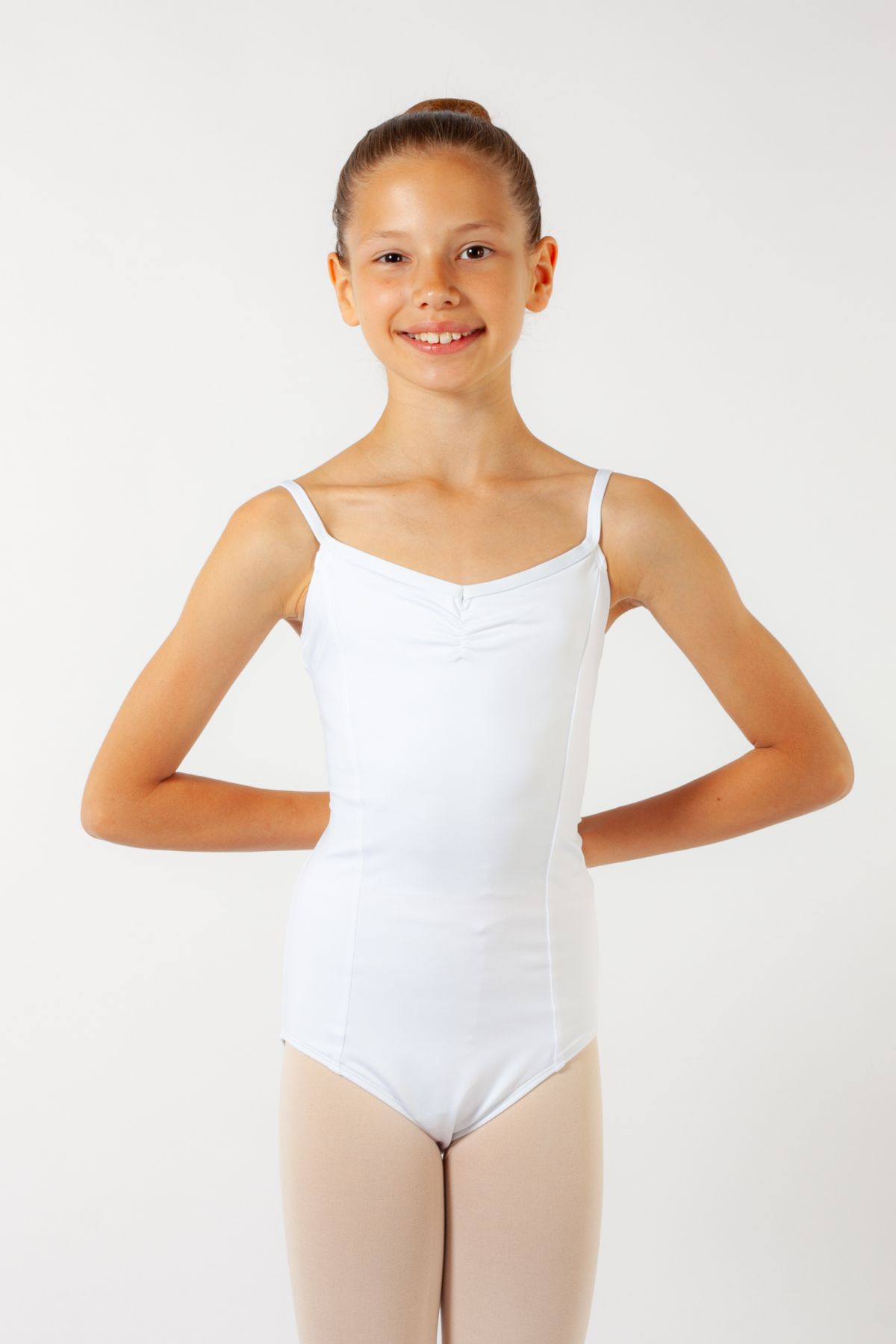 Girls' leotard with thin adjustable straps ES1001C Capezio white
