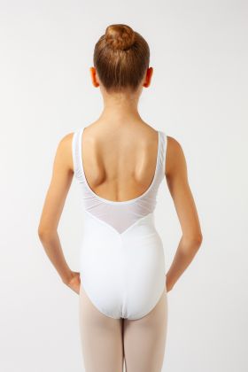 Alva Wear Moi white girls' leotard with wide straps