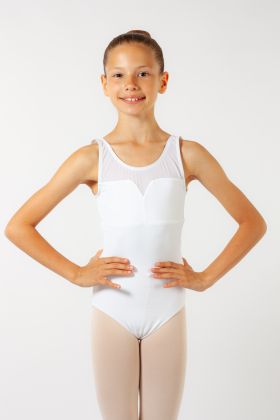 Justaucorps bretelles larges fille Alva Wear Moi blanc