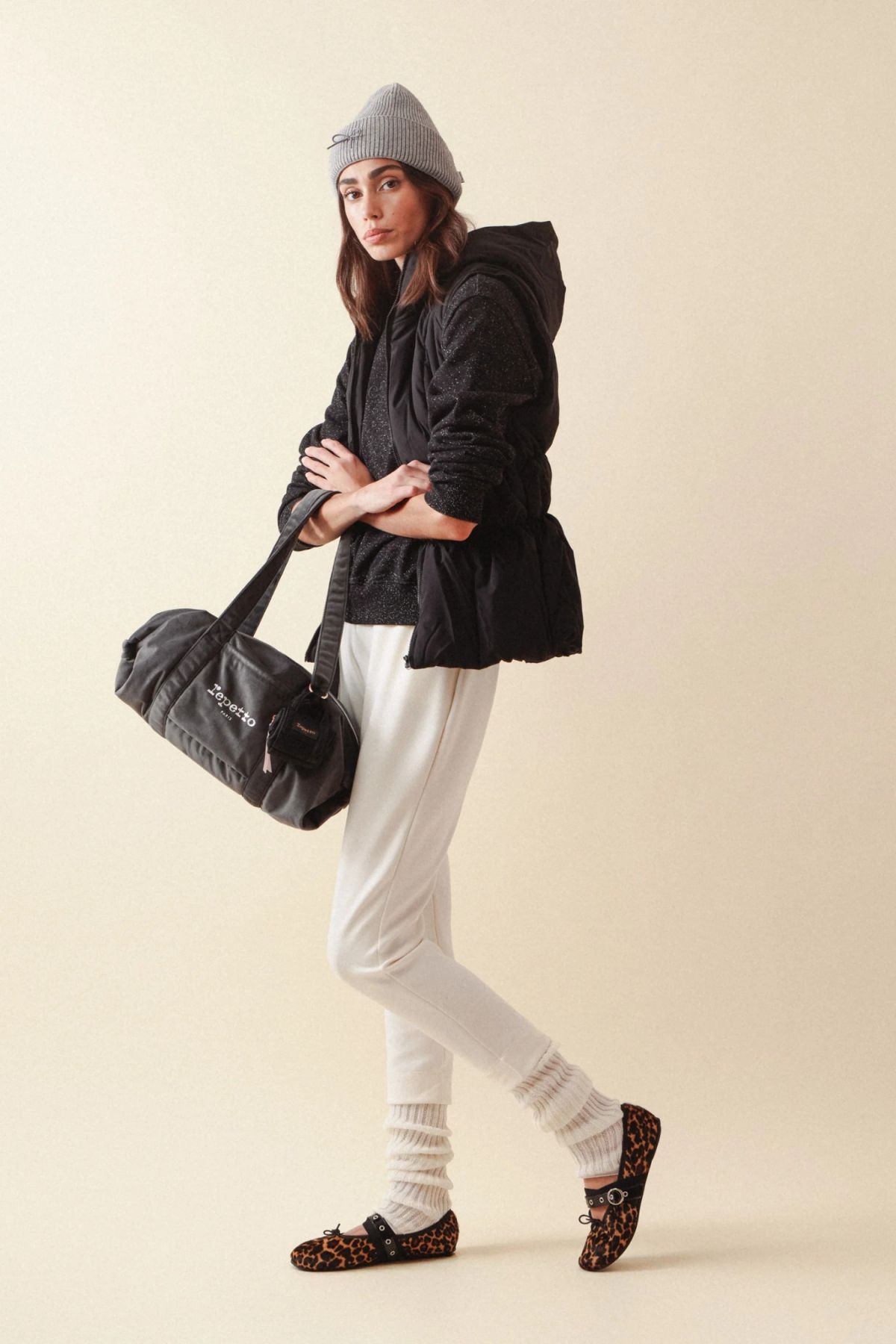Sac polochon en velours Repetto B0232V gris