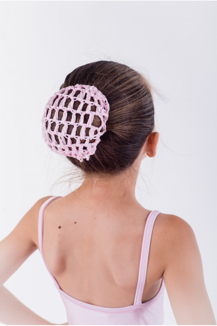 Filet pour chignon en crochet rose