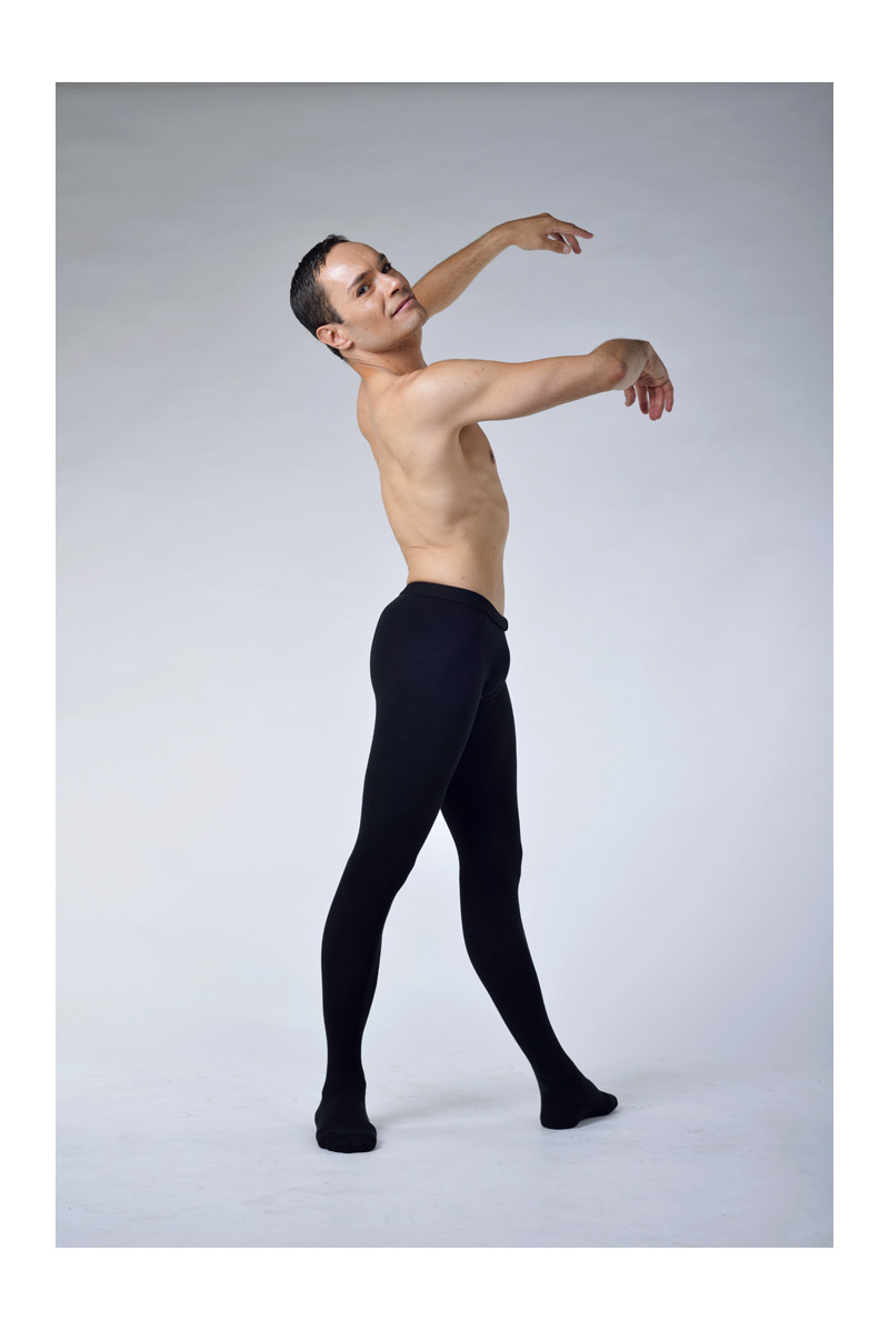 Collant de danse homme ballet rosa microfibre noir